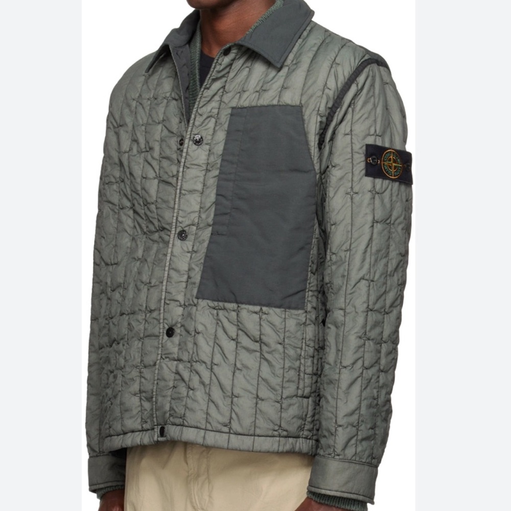 Stone Island Quilted Jacket in Olive and Charcoal